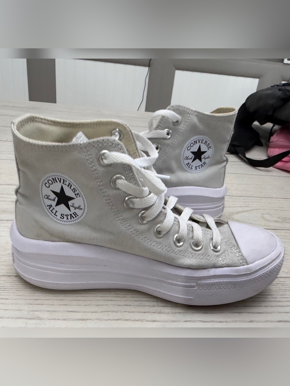 Converse All Star Women's Off White Platform High-Top Sneakers